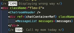 Screenshot showing Todo Tree extension in action