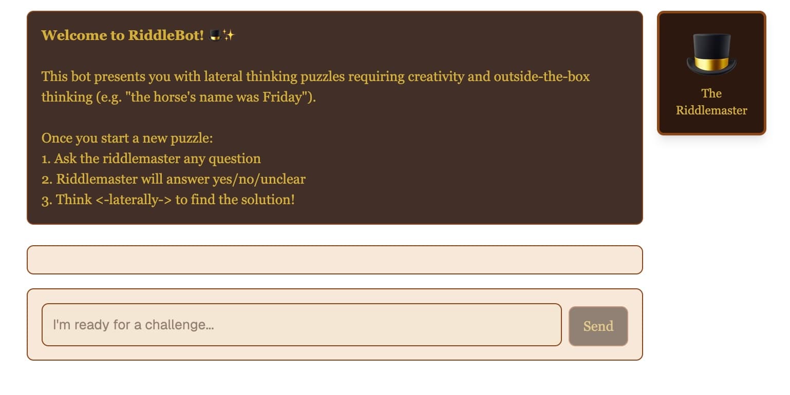 Riddlemaster chatbot screenshot 1